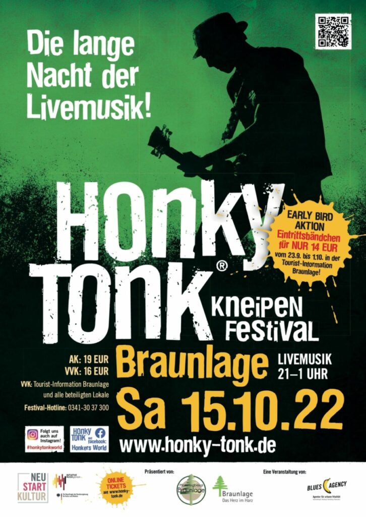 Plakat für das Honky Tonk am 15. Oktober in Braunlage
