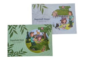 Die neuen Brockenbande-Rätseltouren auf den Klimalehrpfaden in Buntenbock und an der Sösetalsperre vermitteln Familien spielerisch Wissen über Klimawandel, Wald und Wasser. Quelle: Harzer Tourismusverband e.V.